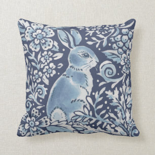 Verziertes Blauwald-Kaninchen-Blumenwald Kissen