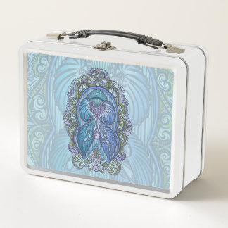 Verziertes Blue & Aquamarin Mandala Design Metall Lunch Box