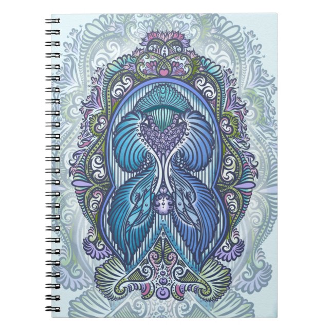 Verziertes Blue & Aquamarin Mandala Design Notizblock (Vorderseite)