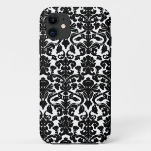 Verziertes Blumendamast-Schwarzweiss-Muster Case-Mate iPhone Hülle