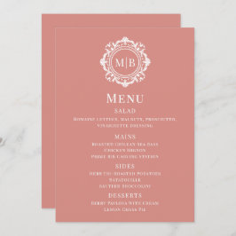 Verziertes Blumenmenü für Monogramm-Rose Menükarte