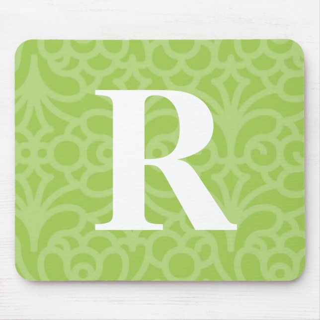 Verziertes Blumenmonogramm - Buchstabe R Mousepad (Vorne)