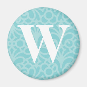 Verziertes Blumenmonogramm - Buchstabe W Magnet
