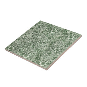 Verziertes Blumenmuster aus weißen Blumen und Blät Fliese