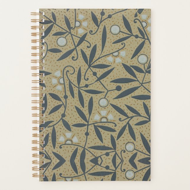 Verziertes Blumenmuster mit dunkelblauen Reben  Planer (Vorderseite)