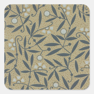 Verziertes Blumenmuster mit dunkelblauen Reben  Quadratischer Aufkleber