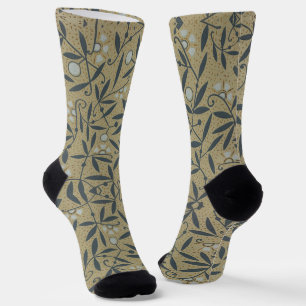 Verziertes Blumenmuster mit dunkelblauen Reben Socken