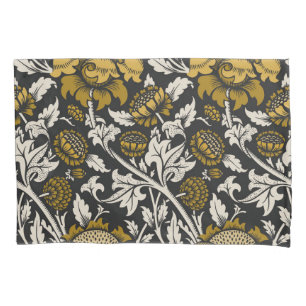 Verziertes Blumenmuster mit großen goldenen Blumen Kissenbezug