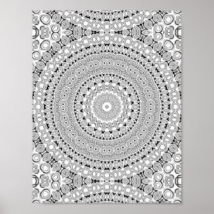 Verziertes Blütenblatt-Ring-Farbseiten-Musterdesig Poster