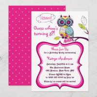 Verziertes Blütenowl Hot Pink Kindergeburtstag Par