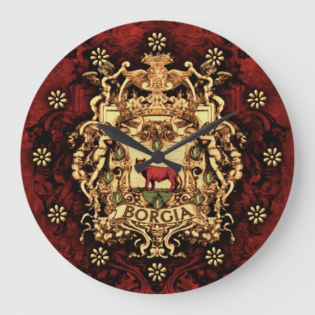 Verziertes Borgia Wappen Große Wanduhr (Vorderseite)