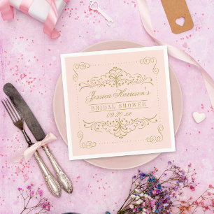 Verziertes Brautparty mit weißem Rosa und goldfarb Serviette