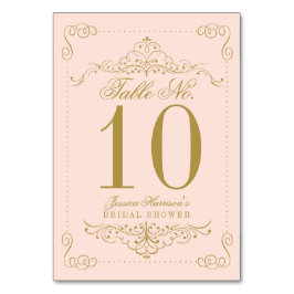 Verziertes Brautparty mit weißem Rosa und goldfarb Tischnummer