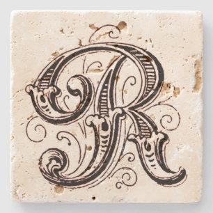 Verziertes Brown-Monogramm ` R' Steinuntersetzer