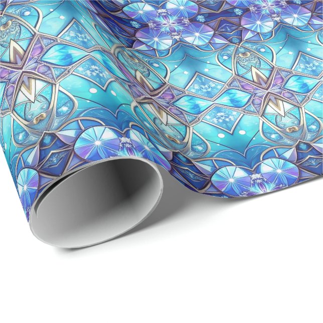 Verziertes Buntglas-Festtags-Geschenkpapier Geschenkpapier (Rolleneckpunkt)