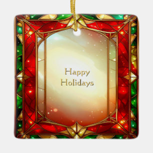 Verziertes Buntglas-Muster-Feiertags-Ornament Keramikornament