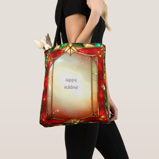 Verziertes Buntglas-Muster-Feiertags-Tasche (Von Nahem)