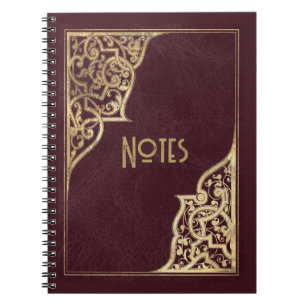Verziertes Burgundy- und Gold-Frame-Notebook Notizblock