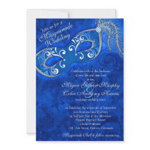 Verziertes Cobalt Blue Silver Masquerade Ball Wedd