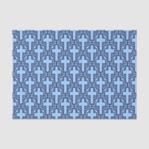 Verziertes Cross 18 Blue-TISSUE-WRAPPING-PAPIER Seidenpapier