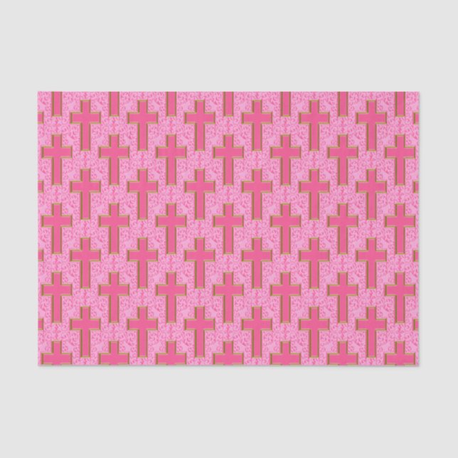 Verziertes Cross 22 Pink-GEWEBE-WRAPPING-PAPIER Seidenpapier (Vorderseite)