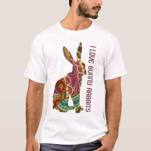 Verziertes Design - Ich liebe Bunny-Kaninchen T-Shirt