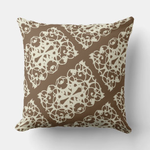 Verziertes Design in Braun und Creme Kissen