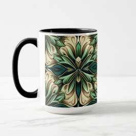 VERZIERTES DUNKEL GREEN & GOLD ART DECO-MUSTER TASSE