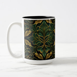 VERZIERTES DUNKEL GREEN & GOLD ART DECO-MUSTER ZWEIFARBIGE TASSE
