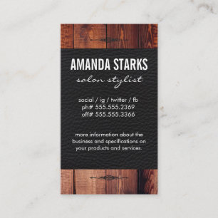 Verziertes Element Holz-Kornleder Visitenkarte