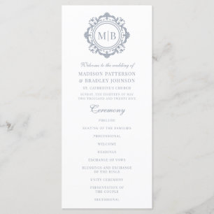 Verziertes florales Monogramm Hochzeit Elegantes S Programm