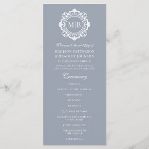 Verziertes florales Monogramm Hochzeit Elegantes S Programm