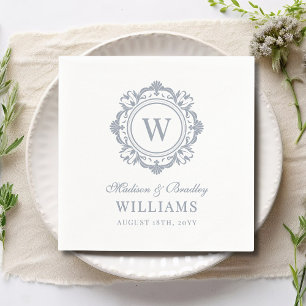 Verziertes florales Monogramm Hochzeit Elegantes S Serviette