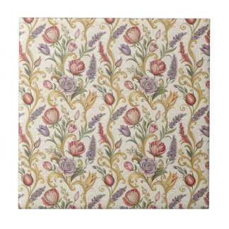Verziertes französisches Vintage-Blumenrankenmuste Fliese