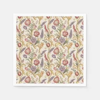 Verziertes französisches Vintage-Blumenrankenmuste Serviette