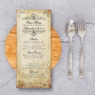 Verziertes Geblüht Vintage Wedding Menu Werbekarte