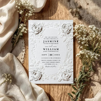 Verziertes geprägtes Vintage-elegantes QR-Code-Hoc Einladung