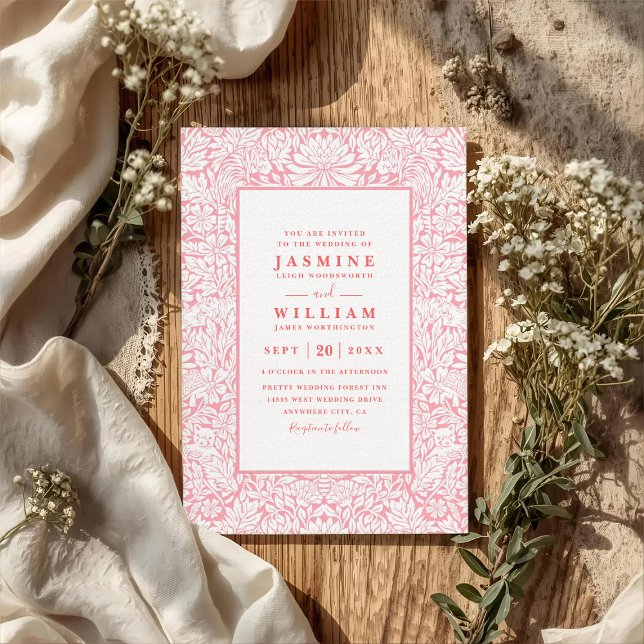 Verziertes geprägtes Wildblumen-elegantes QR-Code- Einladung (Von Creator hochgeladen)