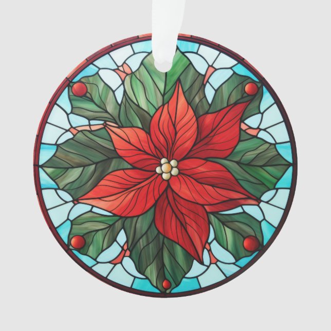 Verziertes Glas Poinsettia Ornament (Vorderseite)