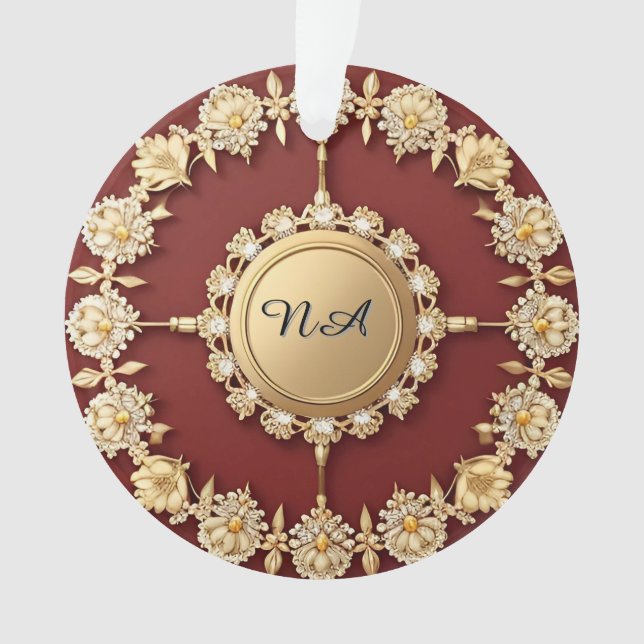 Verziertes Gold-Blumendesign Ornament (Vorderseite)