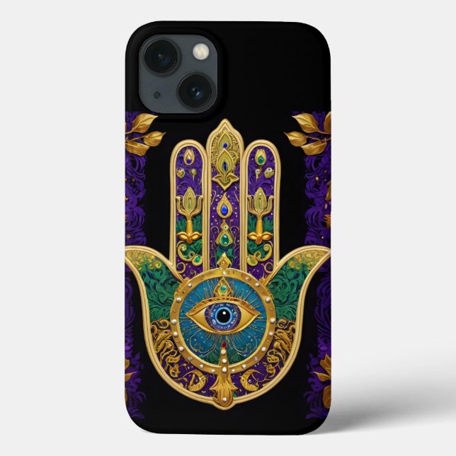 Verziertes Gold Drittes Auge Hamsa Case-Mate iPhone Hülle (Rückseite)