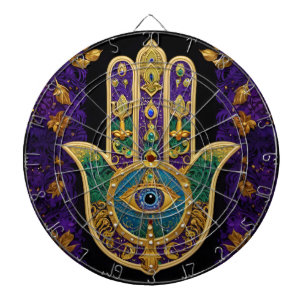 Verziertes Gold Drittes Auge Hamsa Dartscheibe