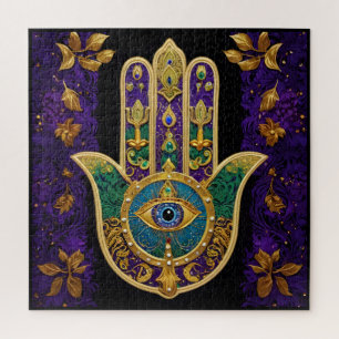 Verziertes Gold Drittes Auge Hamsa Puzzle