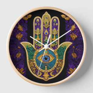 Verziertes Gold Drittes Auge Hamsa Uhr
