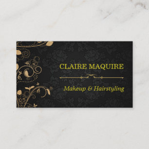 Verziertes Gold Floral Makeup Artist Friseur Salon Visitenkarte