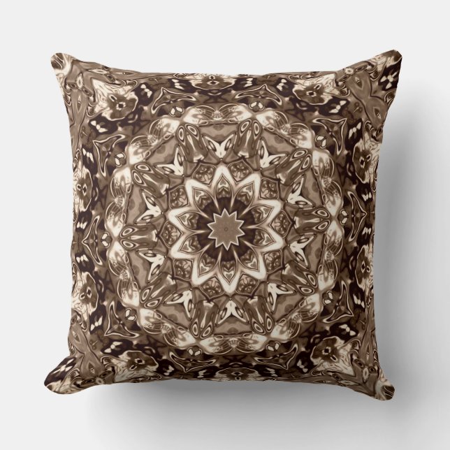 Verziertes Gold Mandala Throw Kissen (Vorderseite)