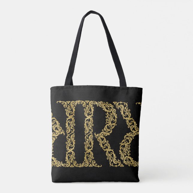 Verziertes Gold R Monogram Erstdesign auf einer be (Rückseite)