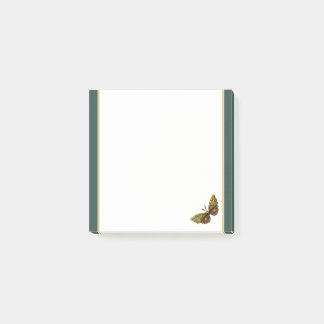 Verziertes Gold und Aquamariner Schmetterling 3"x3 Post-it Klebezettel