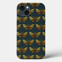 Verziertes Gold und Aquamarines Schmetterling Case-Mate iPhone Hülle