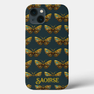 Verziertes Gold und Aquamarines Schmetterling Case-Mate iPhone Hülle